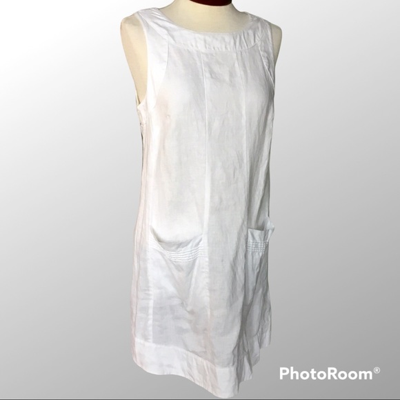 Island Company Westmoreland Mini Dress Linen Crewneck Front Patch Pockets - Picture 3 of 6